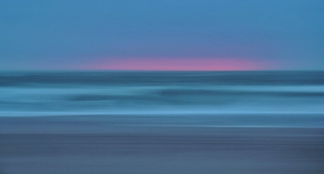 Panning the sea at sunset
