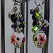 Skull Dangle Earrings, purple and green