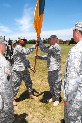 Col. Campbell receives the brigade colors