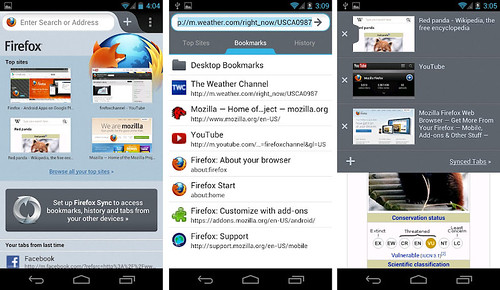Screenshot Firefox 14 untuk Android