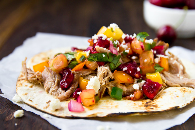 Pulled Pork Tacos with Cherry Salsa