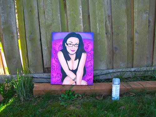 Corinne's portrait drying outside
