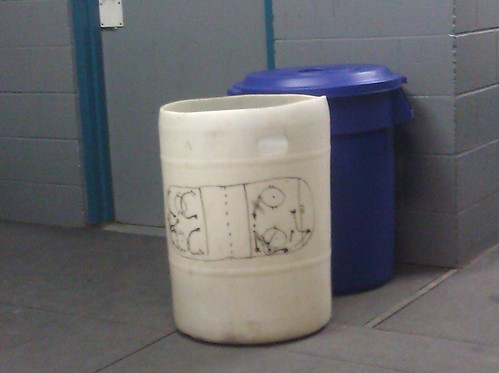 No chalkboard or whiteboard? Be industrious! Use a trash bin! #hockey