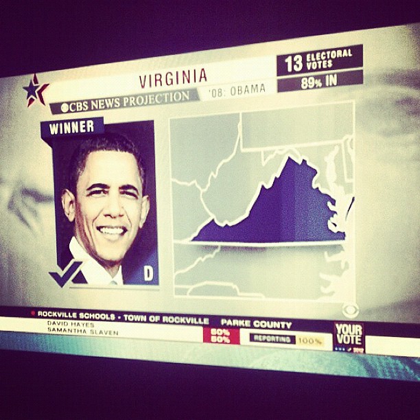The Old Dominion looks so beautiful decorated in blue! â™¥ After a long night, Virginia finally goes to Obama. Our vote made a difference! î–