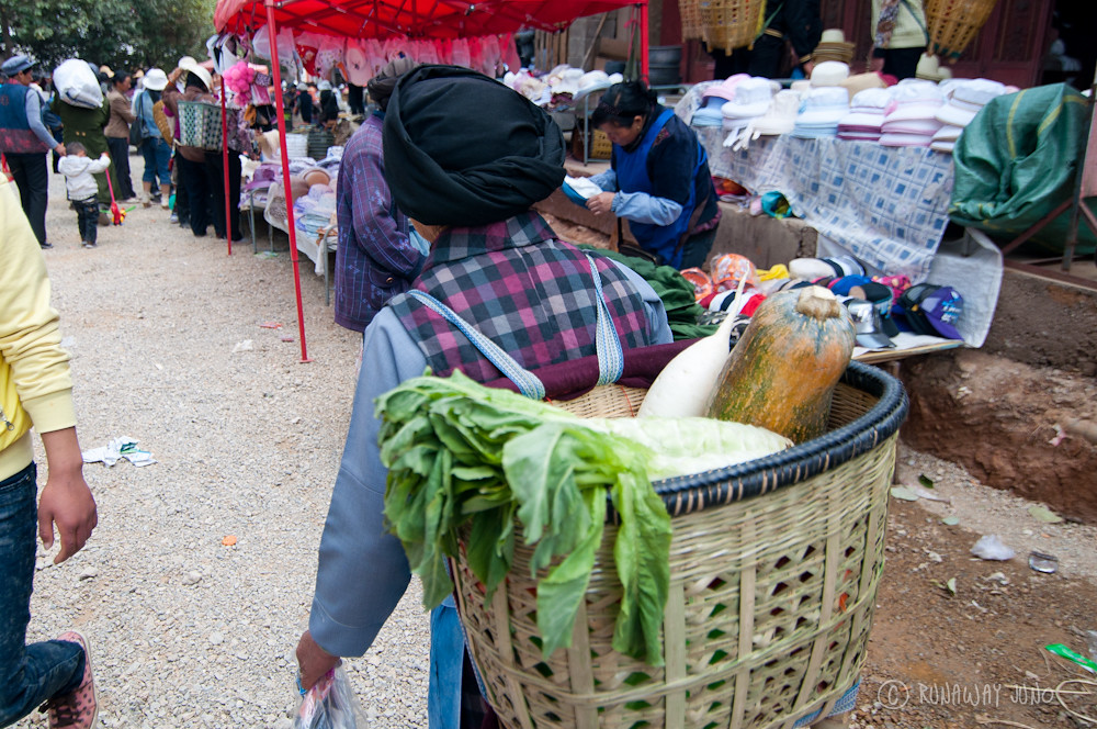 Shopping with the basket in Shaxi
