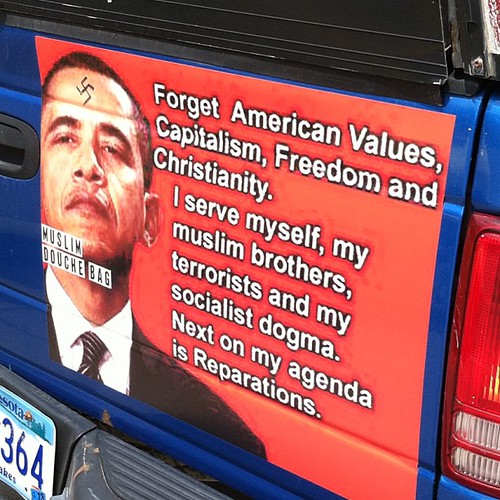 Wow. This truck REALLY hates the president!