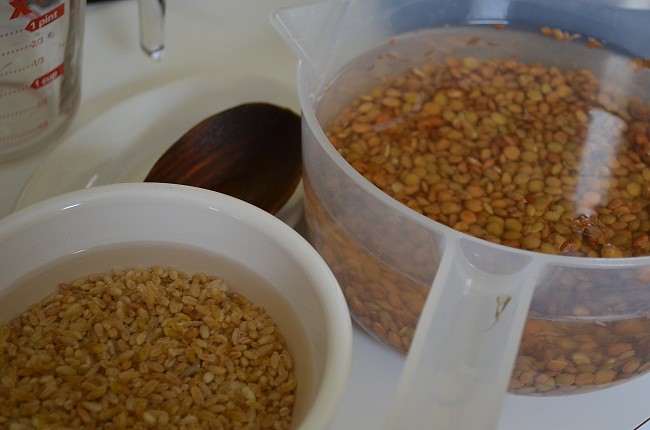 pre-soak lentils and barley