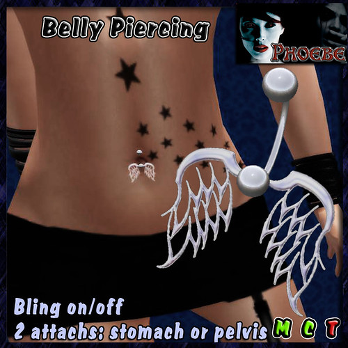 *P* Silver Wings Belly Piercing ~Bling on/off~