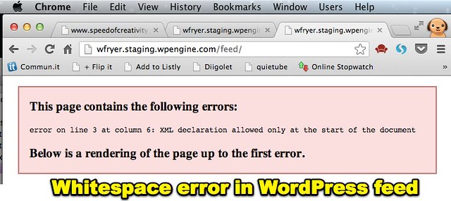 Whitespace error in WordPress feed