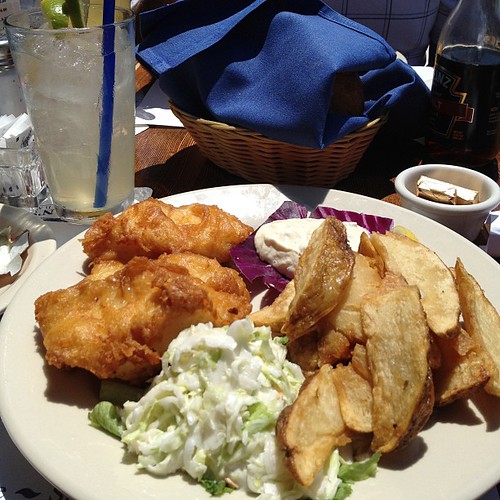 Fish and chips and a margarita = perfect lunch for a sunny day at the beach