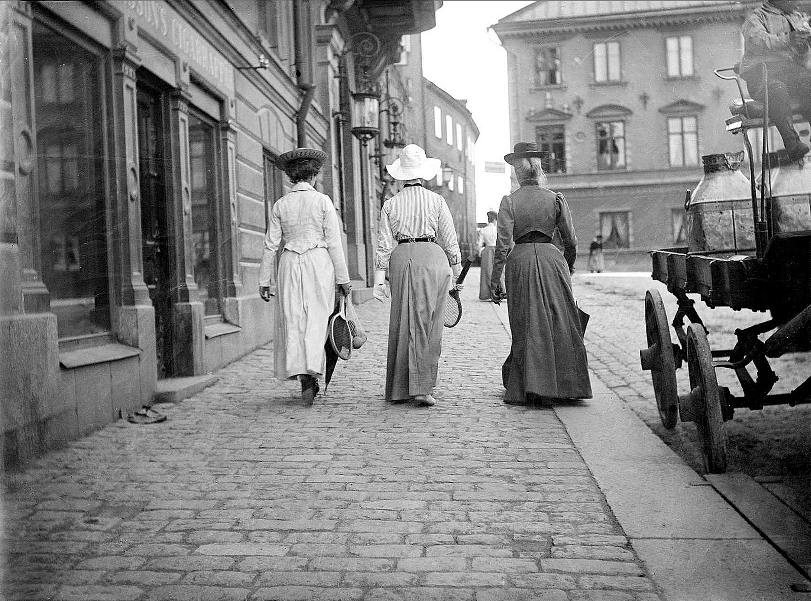 Walking home after an afternoon of tennis, Uppsala, Sweden in 1902.