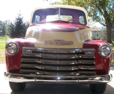 1951 Chevy 3100 Pick Up Truck  Red and cream two tone 