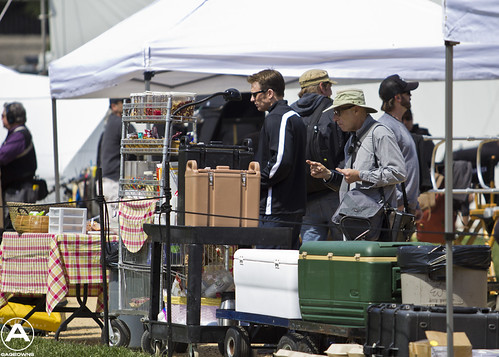 Chris Evans stocking up on M&Ms at craft services