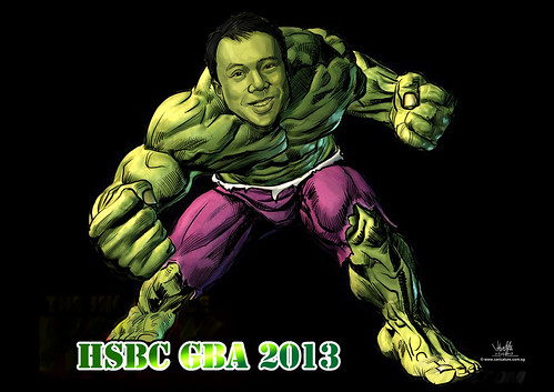 digital Incredible Hulk caricature for HSBC - A4