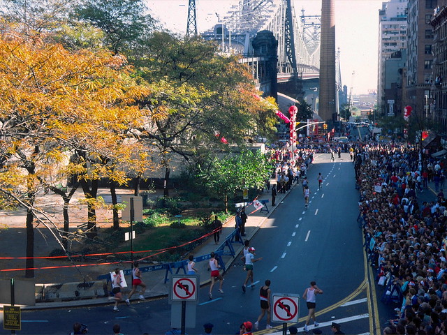 NYC Marathon in late 1985.  Queensboro (59th St) Bridge