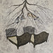 芭梅菈‧埃米亞〈Crossed position交錯的狀態〉woodcut on 19th century print fabric, Unique copy木刻版印於19世紀布料僅一版‧62x79cm‧2013