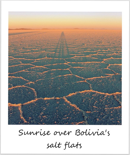 polaroid bolivia uyuni salt flats sunrise