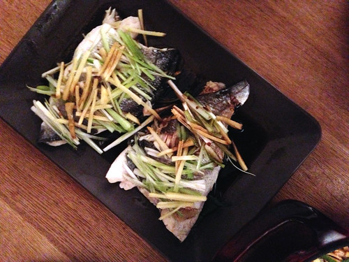 Steamed sea bream with ginger and spring onion