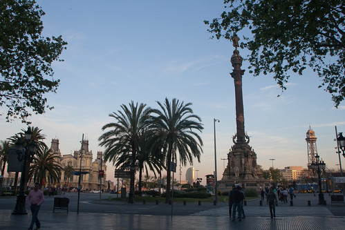 La Rambla con Colón, Barcelona
