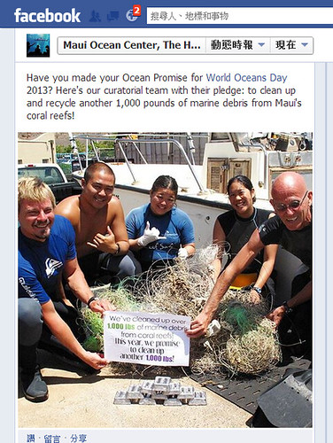 網友在臉書上貼守護海洋行動。 