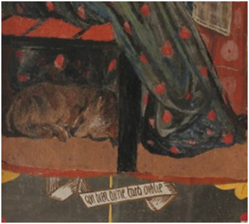 Detail from drawing-room panel, Red House, with possible wombat. (Wendy Parkins' photograph.)