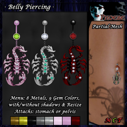 *P* Scorpion Belly Piercing ~8 Metals-9 Gems~ (P-MESH)
