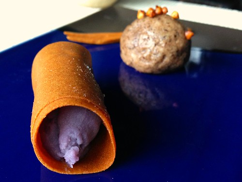 Hihou sweet treats - sweet potato wrapped in miso paper and chestnut and buckwheat manju