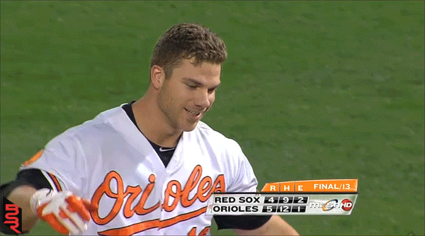 Chris  Davis picked up by Nate  McLouth after walk off