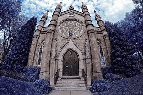 Bigelow Chapel in Mount Auburn Cemetery During Fall, Cambridge Massachusetts by Greg DuBois Photography
