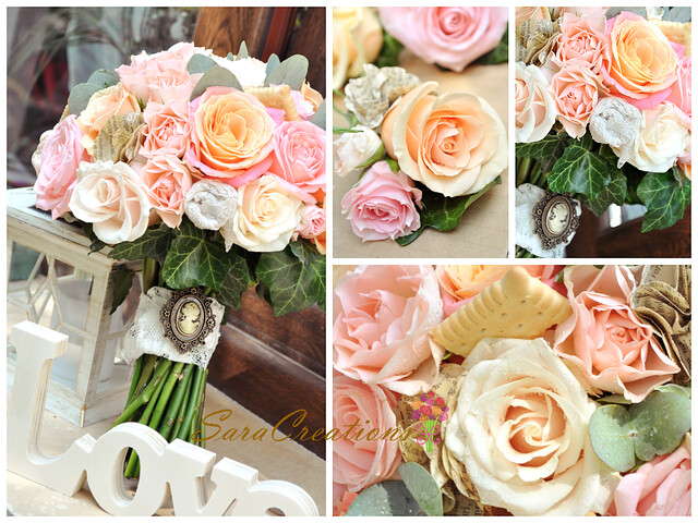 pastel roses bride bouquet