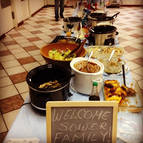 Sower potluck lunch - all kinds of crockpot goodness! And lots of wonderful folks to boot!
