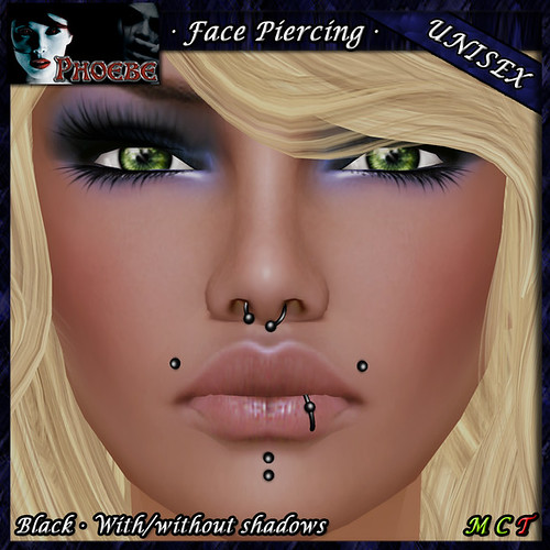 *P* Unisex Face Piercing ~ Serie P4 ~ Black
