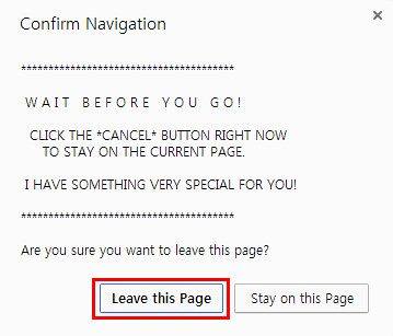 Leave this Page button click