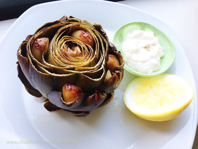 RECIPE roasted artichokes with lemon garlic aioli