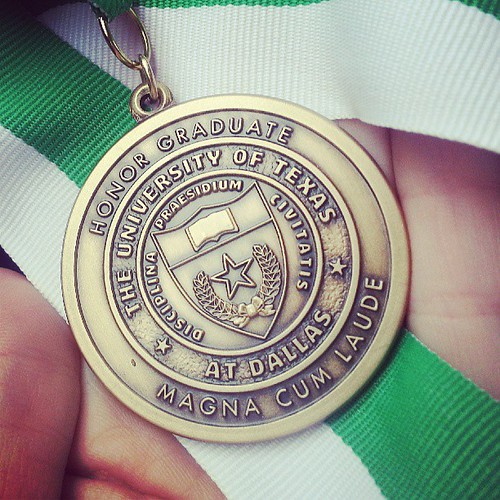My honors medallion from the @ut_dallas honors ceremony :) Magna cum laude!