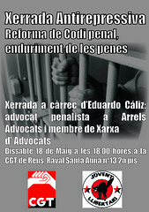 Xerrada antirepressiva a Reus 18 maig. Reforma del codi penal i sancions