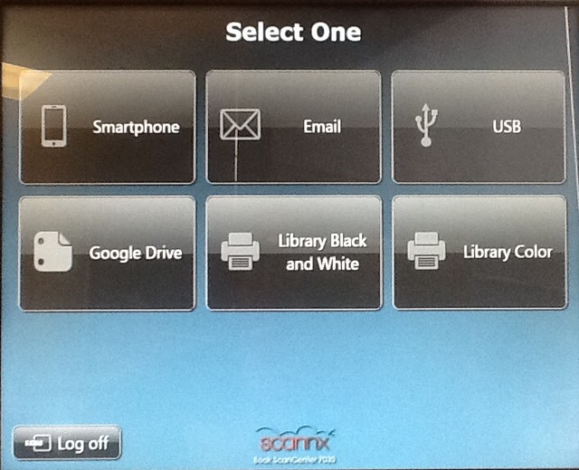 Options for sending include sending to a smart device, email, USB drives, Google Drive, or the UGL printers.