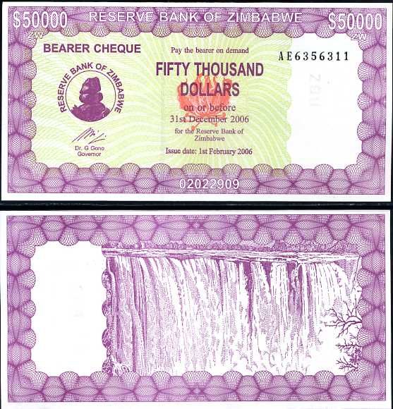 50 000 Dollars Zimbabwe 2006, Pick 29