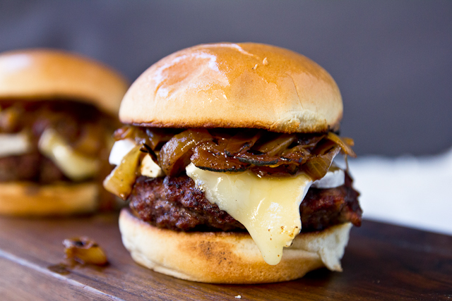 Sliders with Beer-Glazed Caramelized Onions and Brie