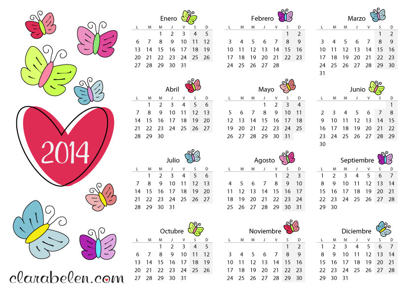 calendario 2014 de mariposas
