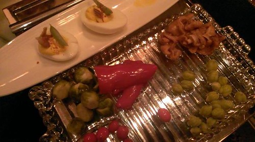 Pickle plate and deviled eggs