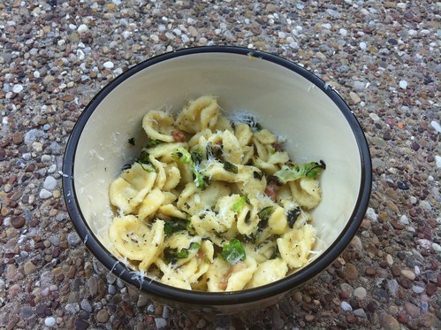 Orecchiette carbonara with charred Brussel sprouts Tarin