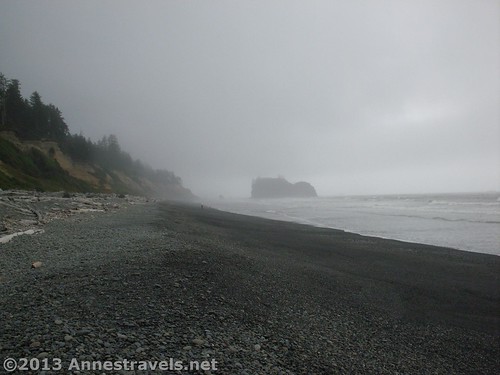 Hiking north along Ruby Beach, we looked back south for a picture, Olympic National Park, Washington