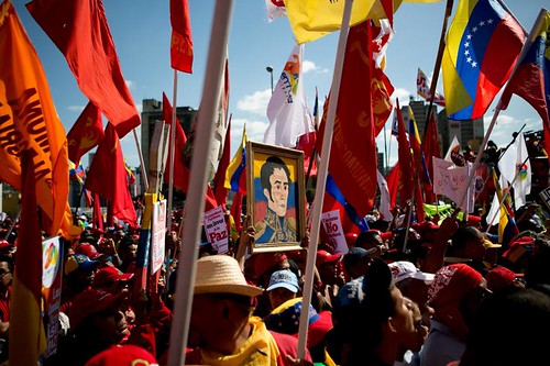 Bolivarian Venezuelan Revolution supporters march through the streets of the capital of Caracas on February 18, 2014. United States imperialism is supporting an attempted counter-revolutionary rebellion. by Pan-African News Wire File Photos