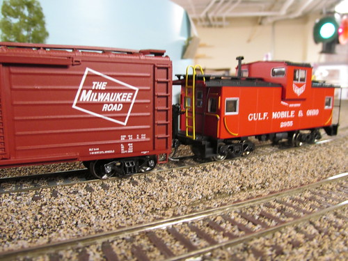 A Gulf, Mobile & Ohio Railroad wide vision caboose brings up the rear of the train. by Eddie from Chicago