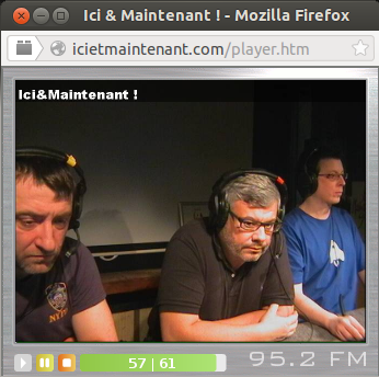 Copie d'écran de la Webcam pointant sur les intervenants dans le studio