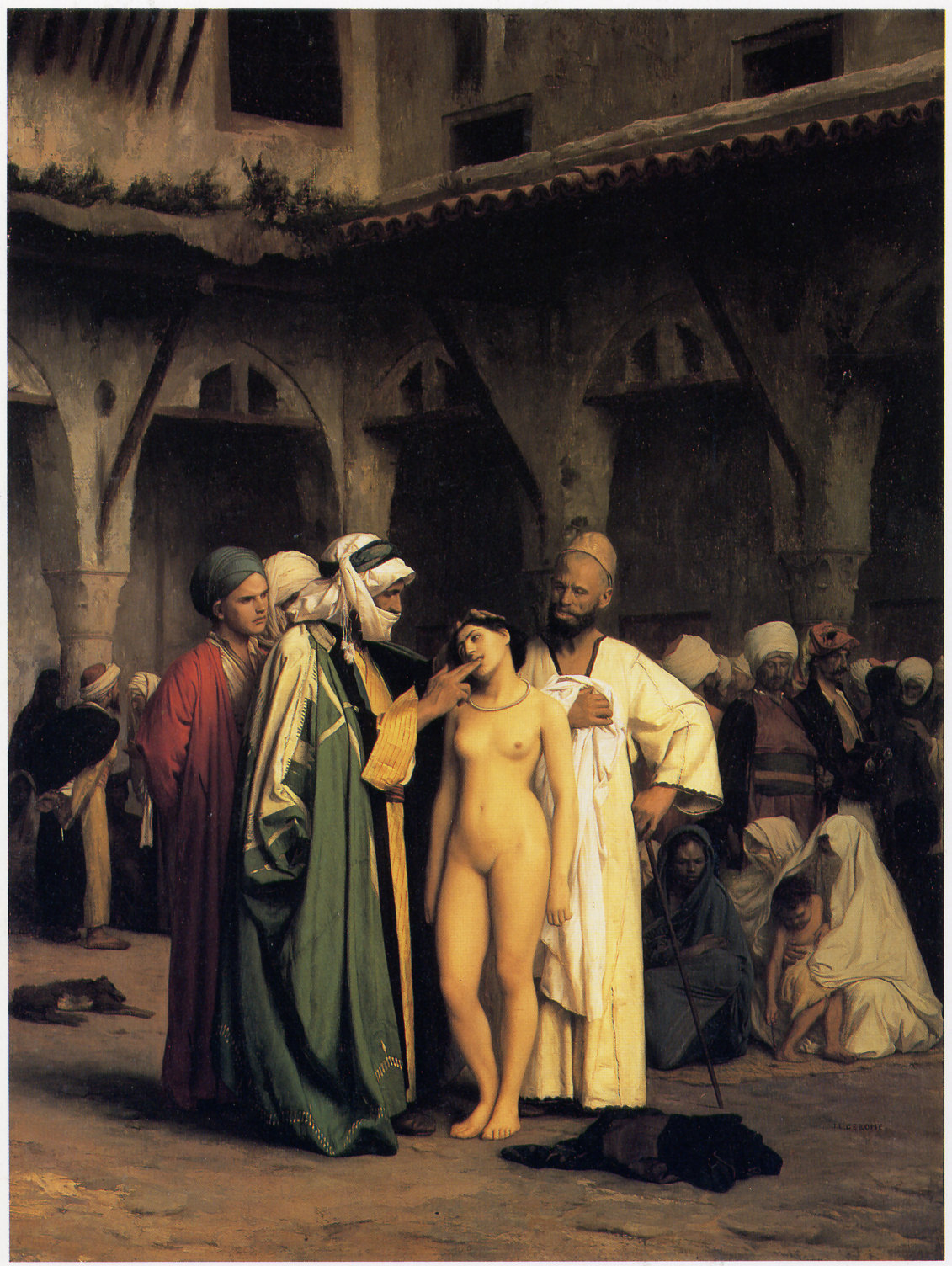 El mercado de esclavos. Jean-Léon Gérôme. Óleo sobre lienzo, 1866