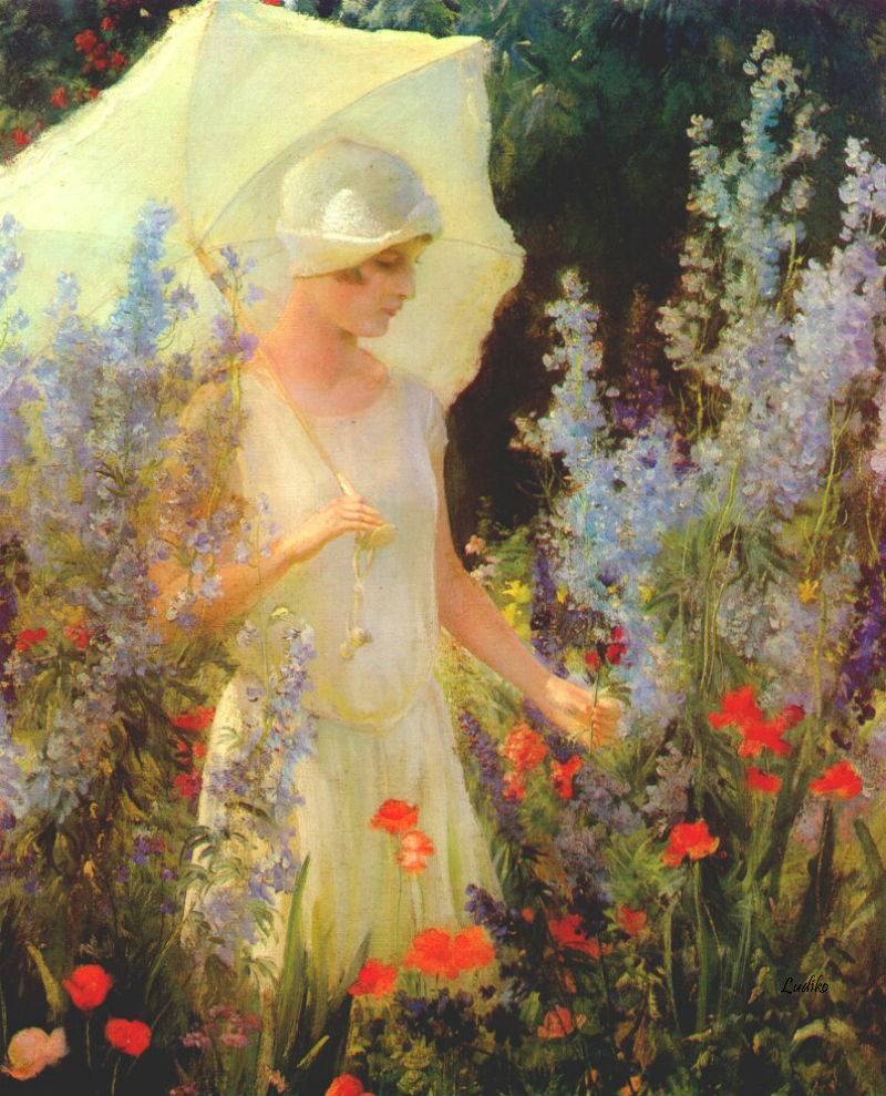 Blue Delphiniums by Charles Courtney Curran - Date unknown