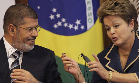 Egyptian President Mohamed Morsi meeting with Brazil President Dilma Rousseff. Egypt is seeking investment from the South American state. by Pan-African News Wire File Photos