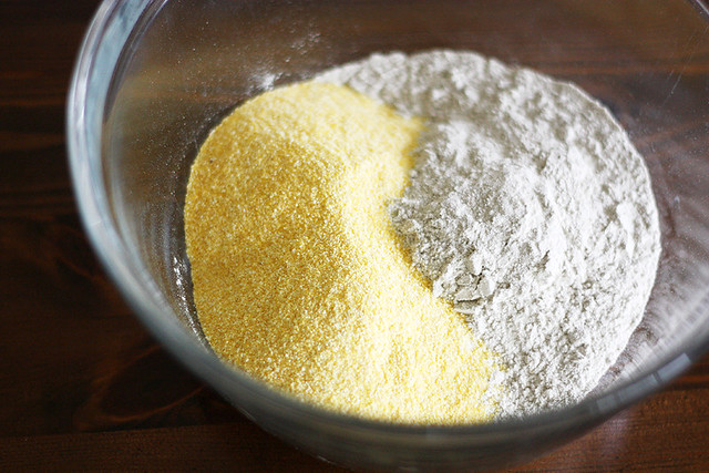 cornmeal + buckwheat flour